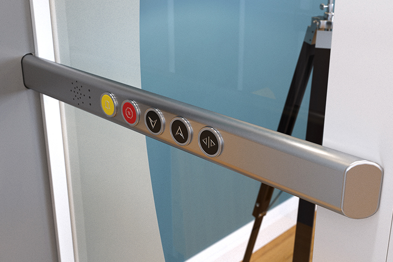 Handrail with control buttons